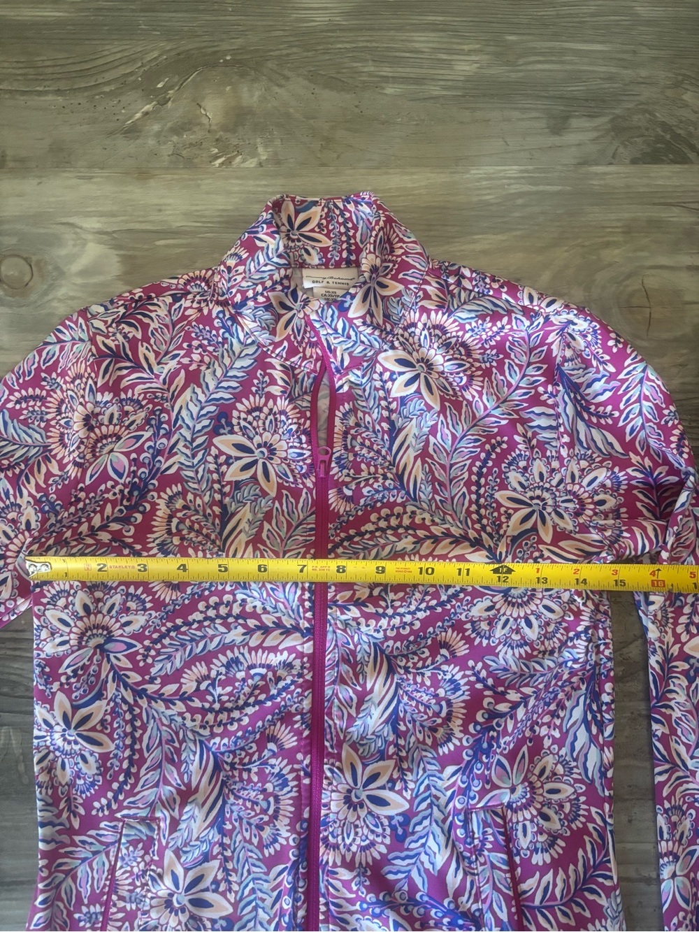 Tommy Bahama L/S  Pink Floral Zip Jacket - Picture 3 of 7